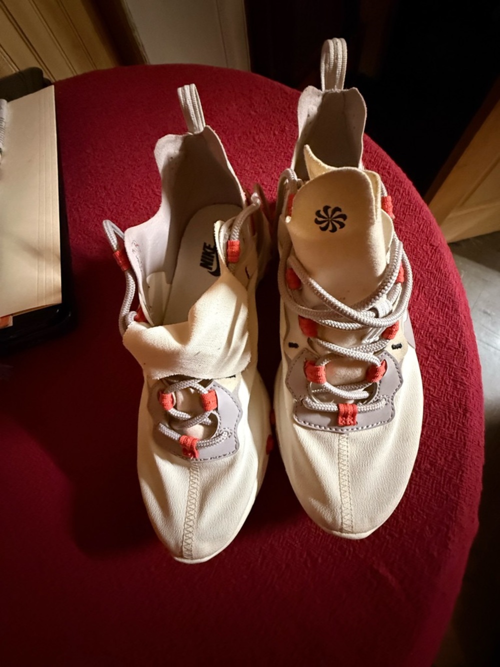 Womens React Element 55 Shoes Platinum Tint/Silver Lilac White and Red - Picture 6 of 9